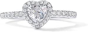 PAVOI 14K Gold Plated Halo Ring | Heart Ring for Women | Square Round Promise Rings for Her