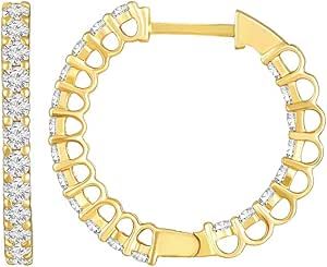 10K Gold or Silver Lab Grown Diamond Hoop Earrings (1 cttw, E-F Color, VS1 Clarity)