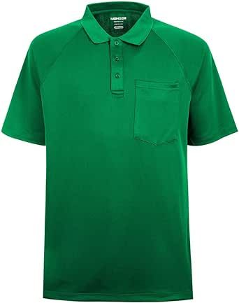 Men's Short Sleeve Moisture Wicking Performance Golf Polo Solid Color with Pocket