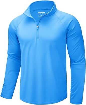 CRYSULLY Men's UPF 50+ Fishing Shirts Long Sleeve Sun Protection Hiking 1/4 Zip Tops