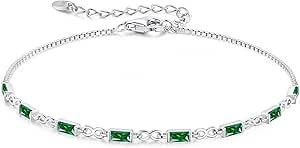 CDE 925 Sterling Silver Birthstone Bracelets for Women Infinity Symbol Dainty Simple Women Charm Link Bracelet Birthday Jewelry Christmas Anniversary Graduation Gifts for Her Girls Mom Wife