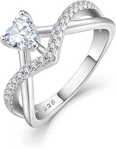 STARCHENIE Crossover Birthstone Rings for Women Sterling Silver Twisted Wedding Engagement Promise Rings with 0.5ct Cubic Zirconia,size 5-10