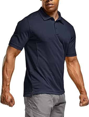 CQR Men's Polo Shirt, Long and Short Sleeve Tactical Shirts, Dry Fit Lightweight Golf Shirts, Outdoor UPF 50+ Pique Shirt