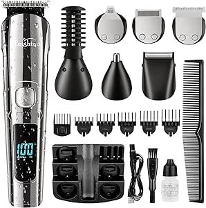Brightup Beard Trimmer for Men - 19 Piece Mens Grooming Kit with Hair Clippers, Electric Razor, Shavers for Mustache, Body, Face, Nose and Ear Hair Trimmer, Gifts for Men, FK-8688T