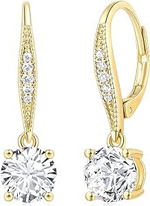 Dangle Earrings 14K Gold Drop Earrings for Women Dangle Stylish Leverback Earrings with Cubic Zirconia Drop Earrings A Must-have Fashion Accessory