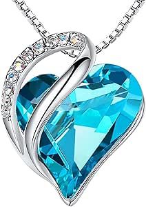 Leafael Necklaces for Women, Infinity Love Heart Pendant with Birthstone Crystals, Jewelry Gifts for Wife, Silver Plated 18 + 2 inch Chain, Birthday or Chrismas Holiday Gift for Her, Mom, Girlfriends