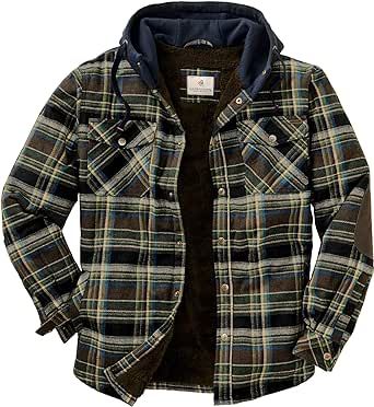 Legendary Whitetails Men's Camp Night Berber Lined Hooded Flannel Shirt Jacket