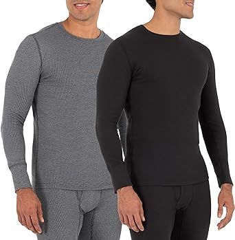 Fruit of the Loom Men's Recycled Waffle Thermal Underwear Crew Top (1 and 2 Packs)