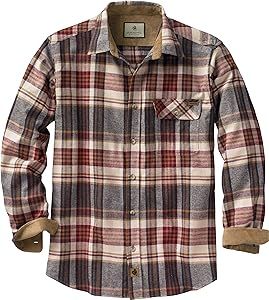 Legendary Whitetails Men's Buck Camp Flannel, Long Sleeve Plaid Button Down Casual Shirt, Corduroy Cuffs